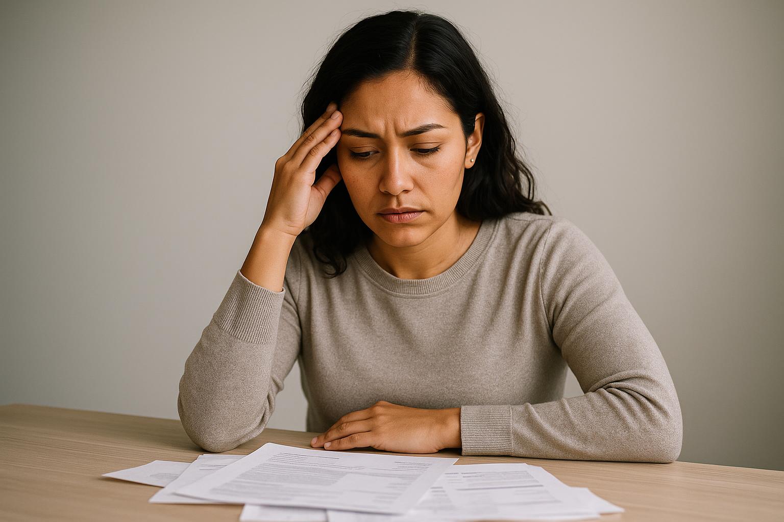 Persona preocupada por gastos y facturas